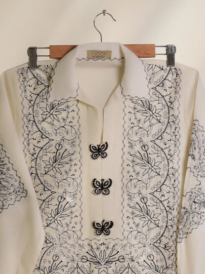 AGHANOOR LAWN EMBROIDERED SHIRT- White