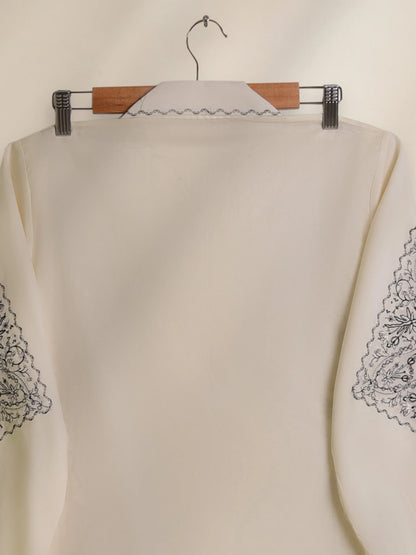 AGHANOOR LAWN EMBROIDERED SHIRT- White