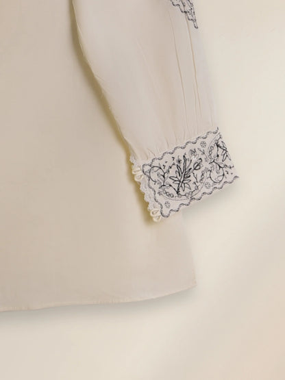 AGHANOOR LAWN EMBROIDERED SHIRT- White