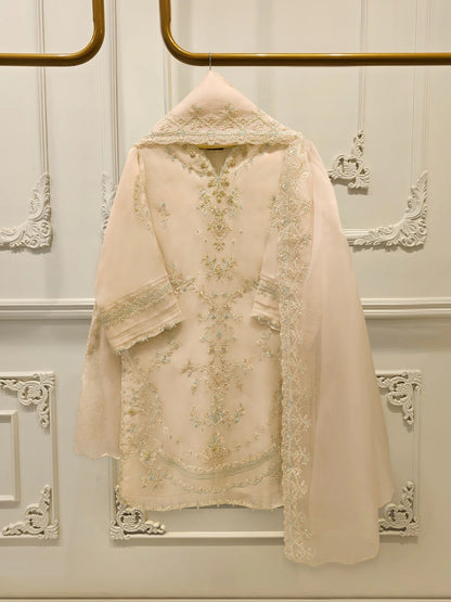 Aghanoor Pure Embroidered Organza 3 Piece Suit