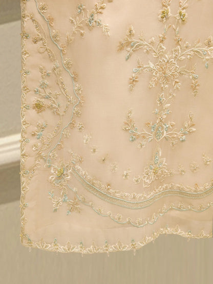 Aghanoor Pure Embroidered Organza 3 Piece Suit