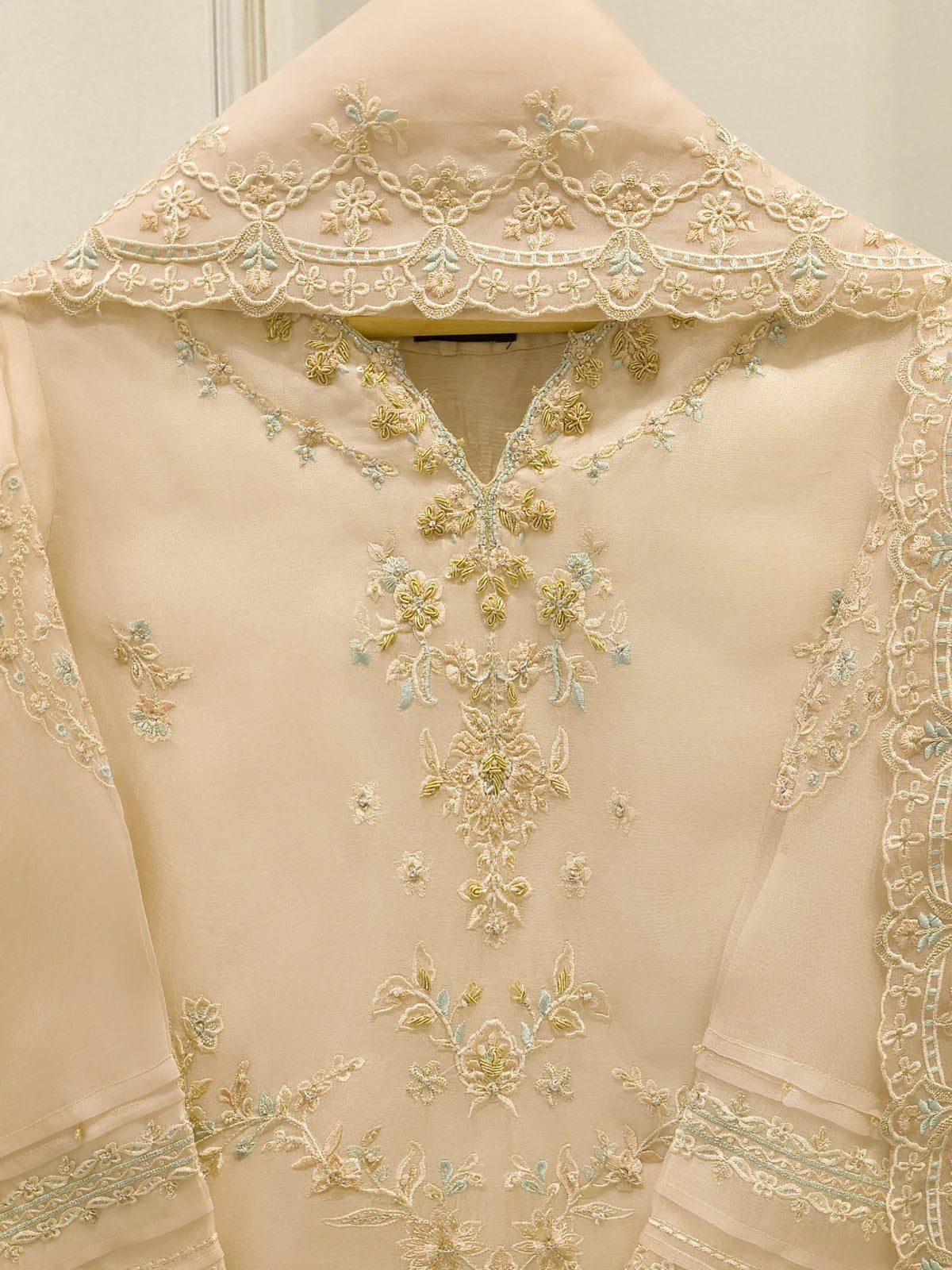 Aghanoor Pure Embroidered Organza 3 Piece Suit