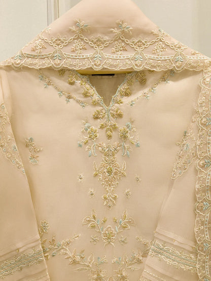Aghanoor Pure Embroidered Organza 3 Piece Suit