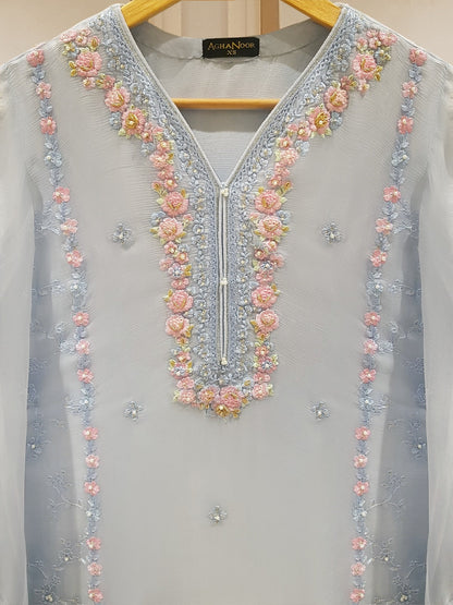 AGHANOOR PURE CHIFFON BEAUTIFUL EMBROIDERED SHIRT AND PANT