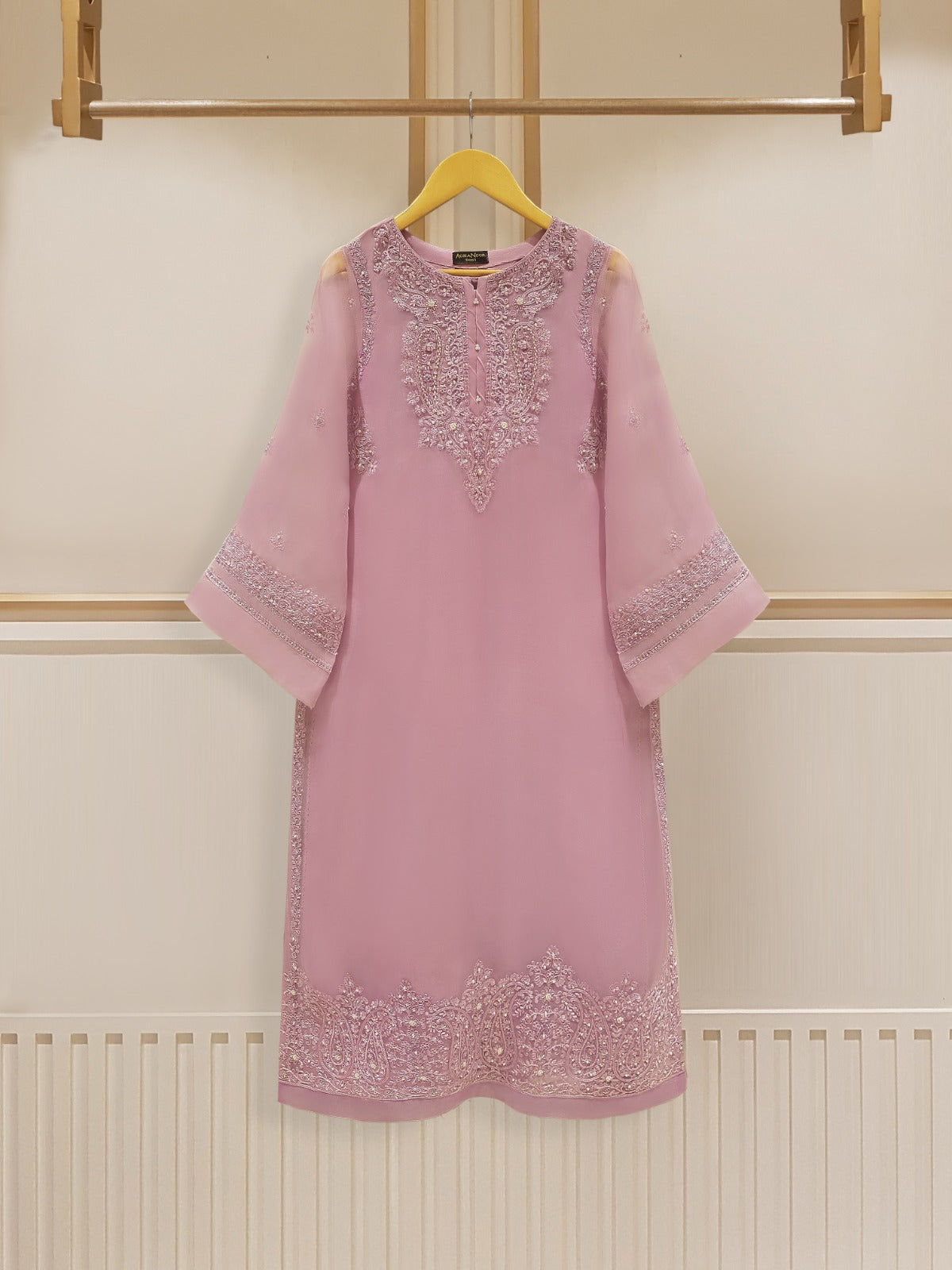 AGHANOOR TWO PIECE PURE ORGANZA EMBROIDERED SHIRT WITH DUPATTA