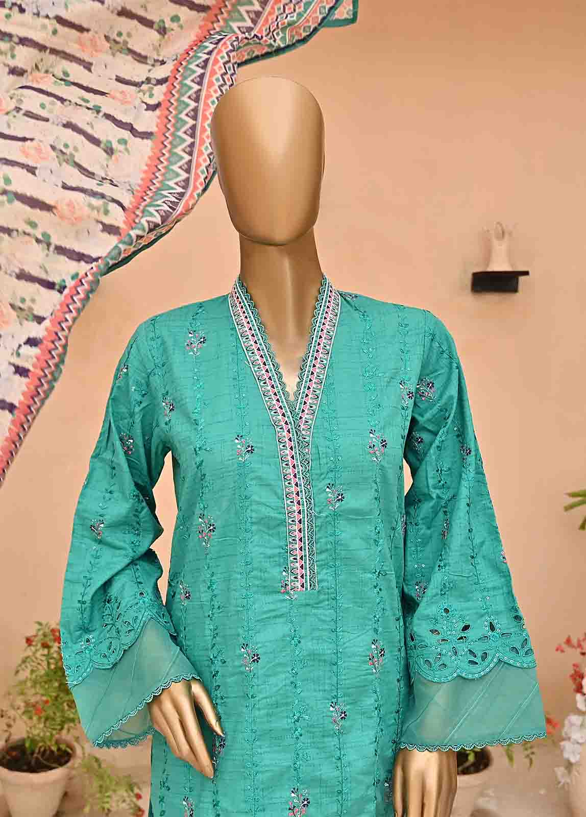 Bin Saeed Embroidered Chikankari Lawn 3 Piece Suit