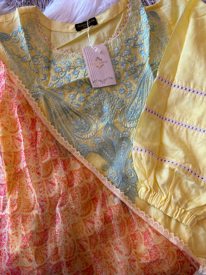 AGHANOOR EMBROIDERED LAWN SHIRT WITH CHIFFON DUPATTA