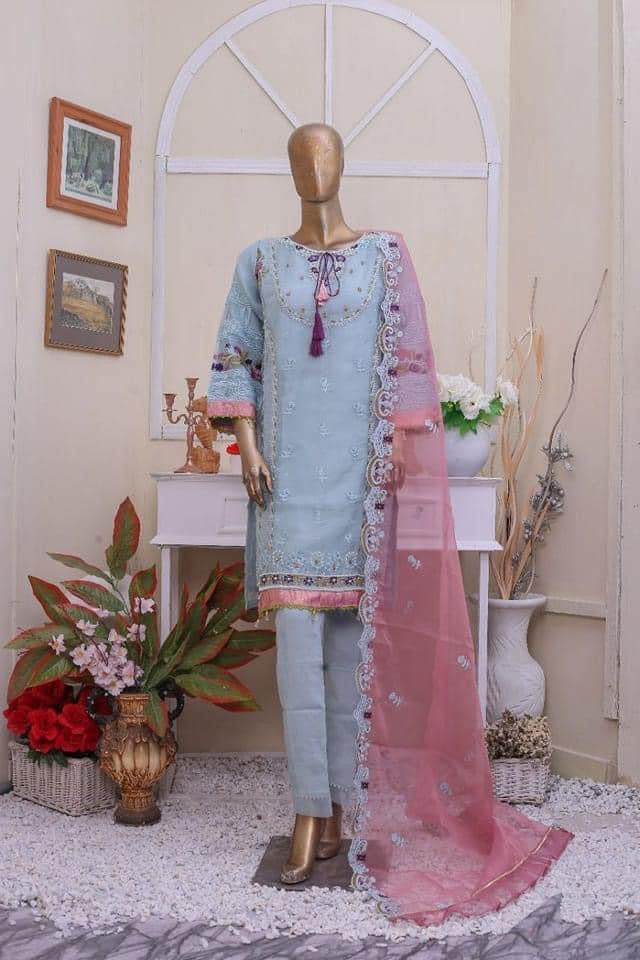 Naubahar Embroidered Organza 3 Piece Suit