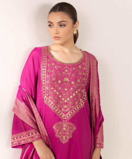 SAPPHIRE SILK EMBROIDERED 3 PIECE SUIT