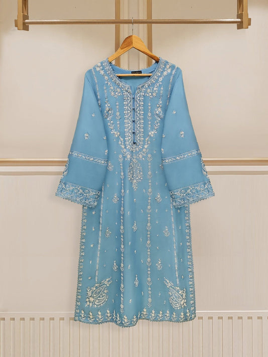 AGHANOOR 100% PURE EMB RAW SILK BROIDERED SHIRT WITH PANT