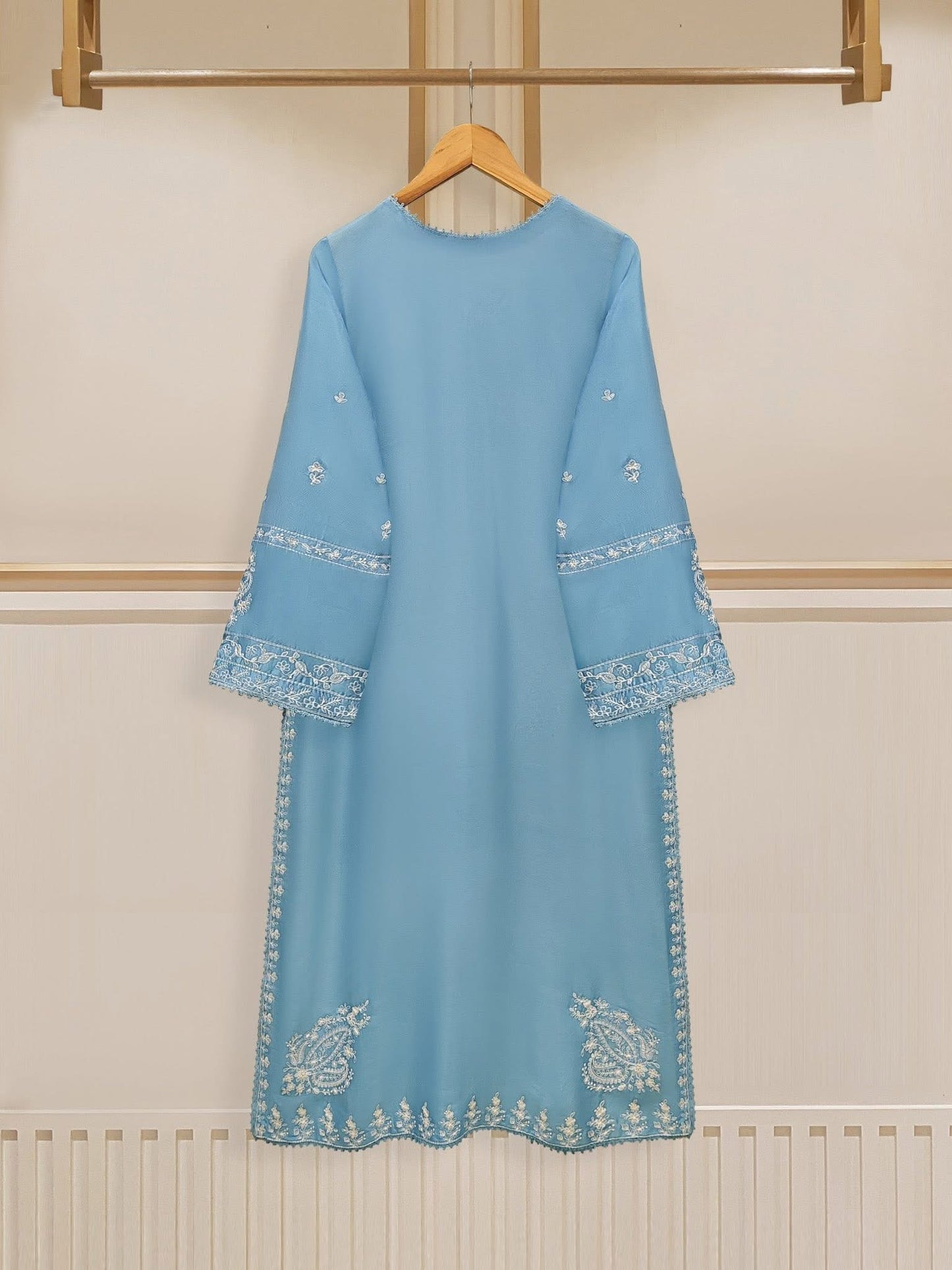 AGHANOOR 100% PURE EMB RAW SILK BROIDERED SHIRT WITH PANT