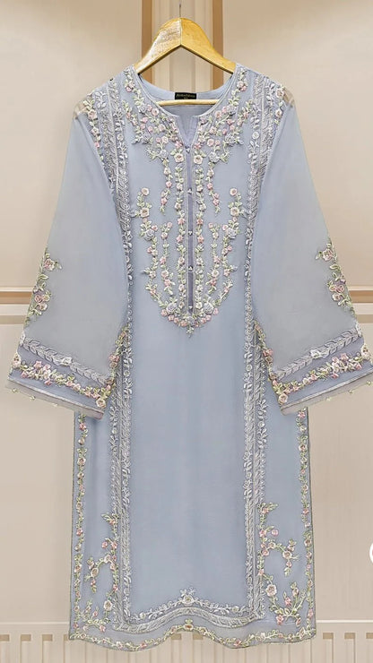 Aghanoor Pure Chiffon Embroidered 3 Piece Suit