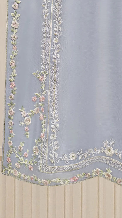 Aghanoor Pure Chiffon Embroidered 3 Piece Suit