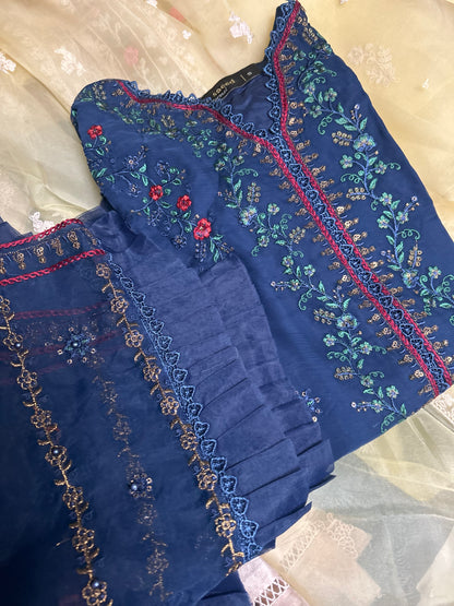 Bin Saeed Embroidered Chiffon 3 Piece