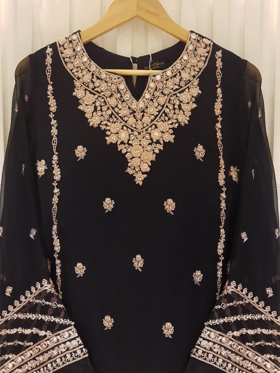 Aghanoor Embroidered Chiffon 2 Piece Suit