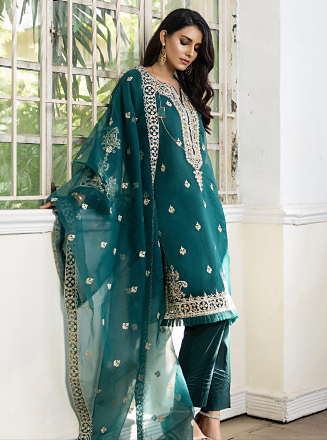 Organza Embroidered 3 Piece Suit