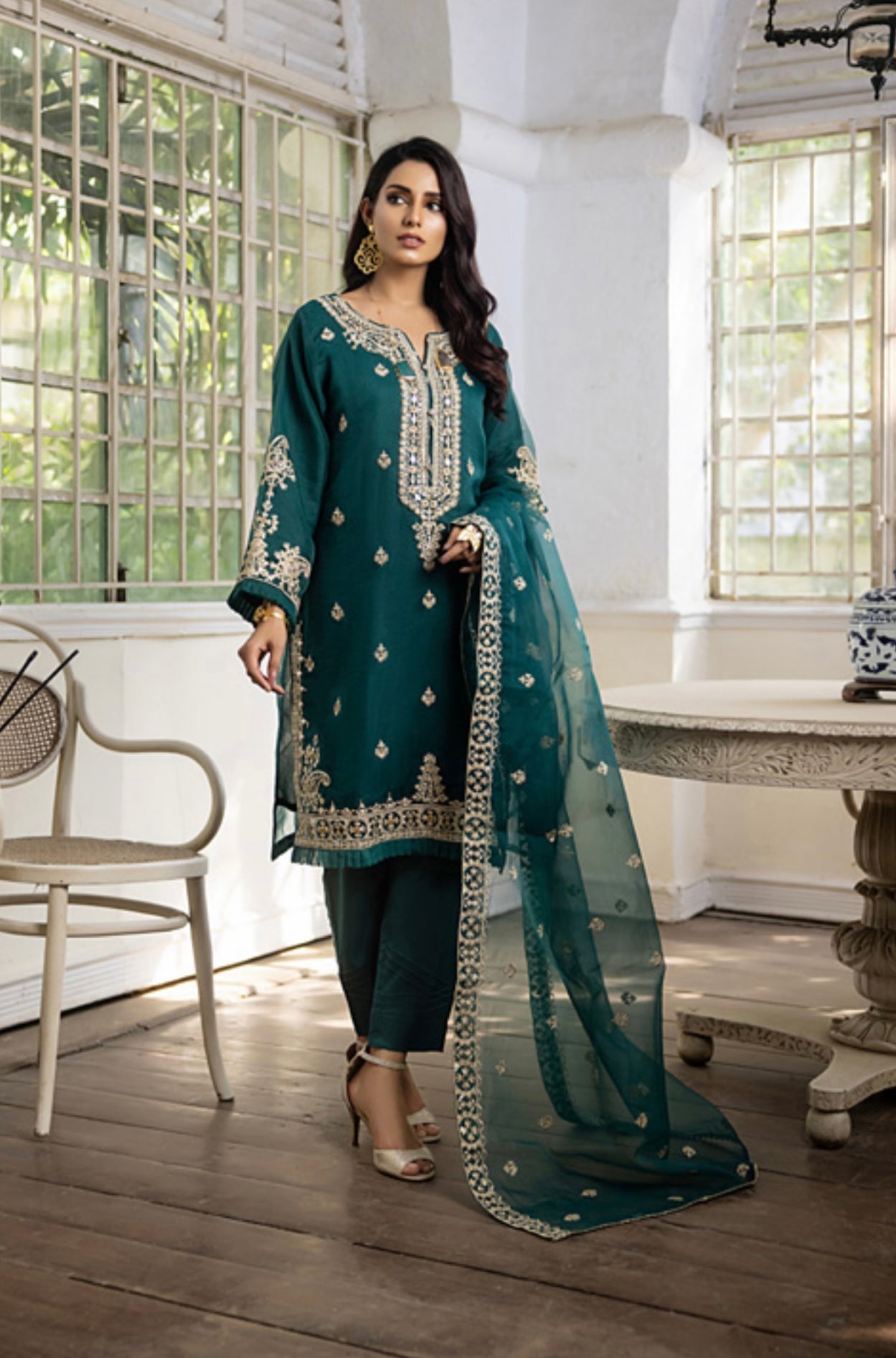 Organza Embroidered 3 Piece Suit