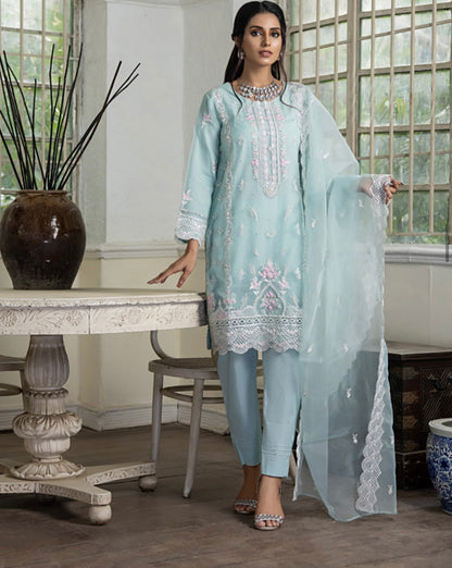 Organza Embroidered 3 Piece Suit