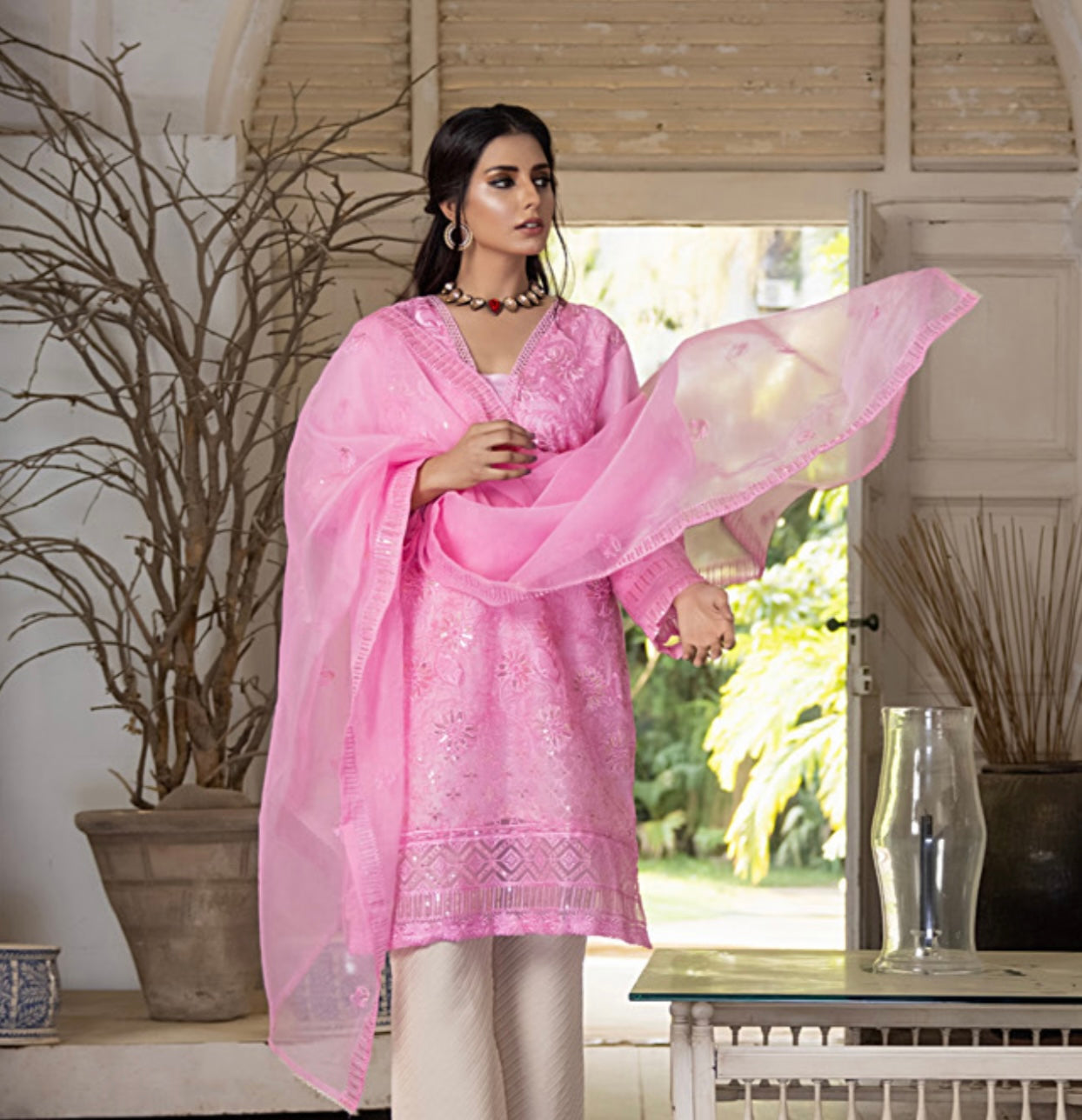 Organza Embroidered 3 Piece Suit