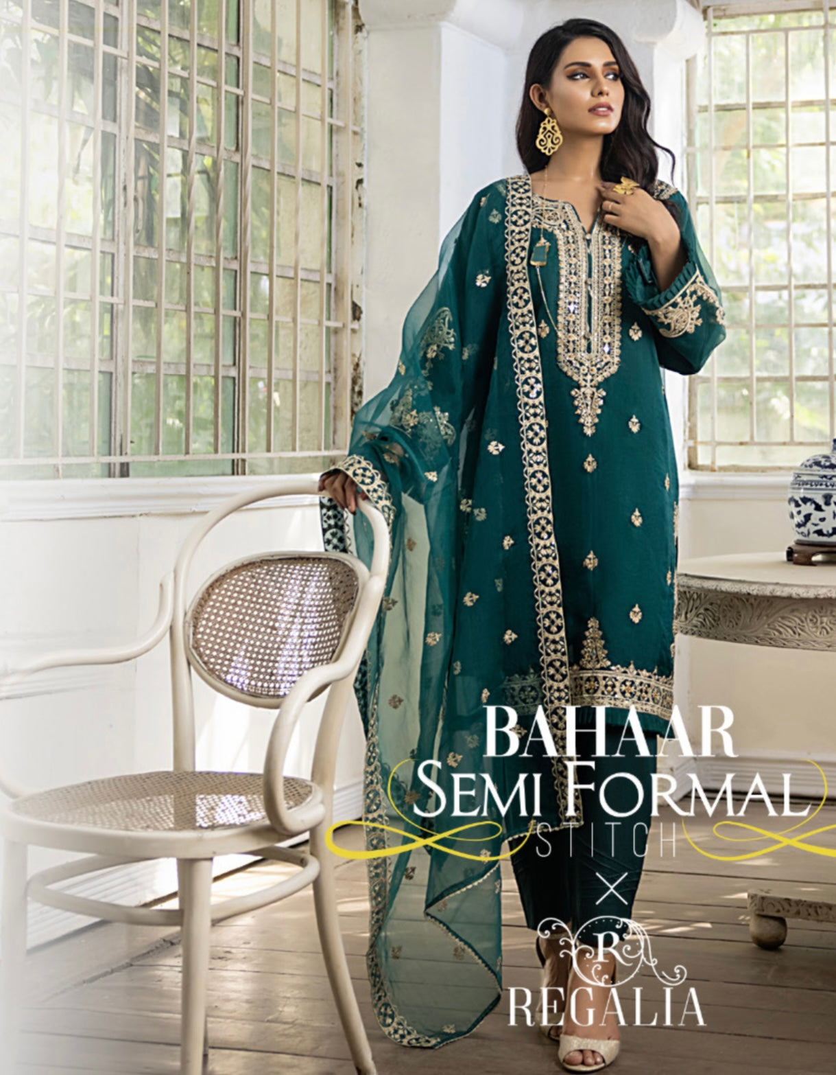 Organza Embroidered 3 Piece Suit