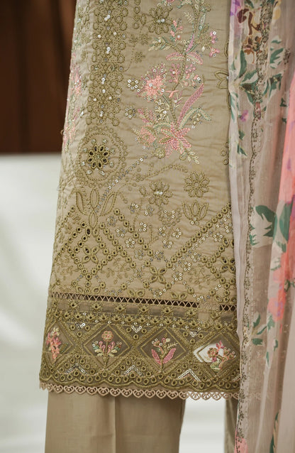 Amna Khadija Embroidered Lawn 3 Piece Suit-Festive Collection