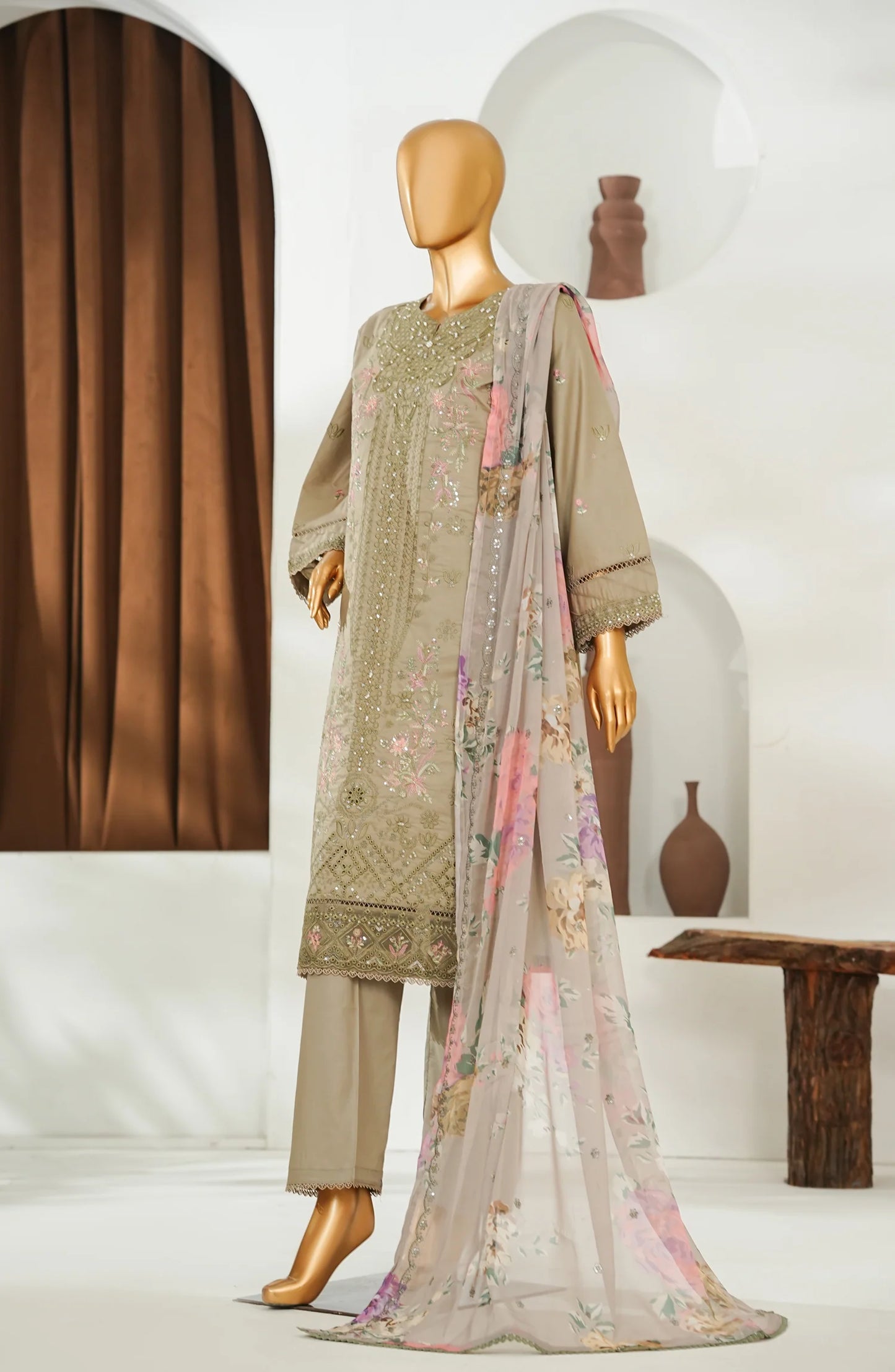 Amna Khadija Embroidered Lawn 3 Piece Suit-Festive Collection