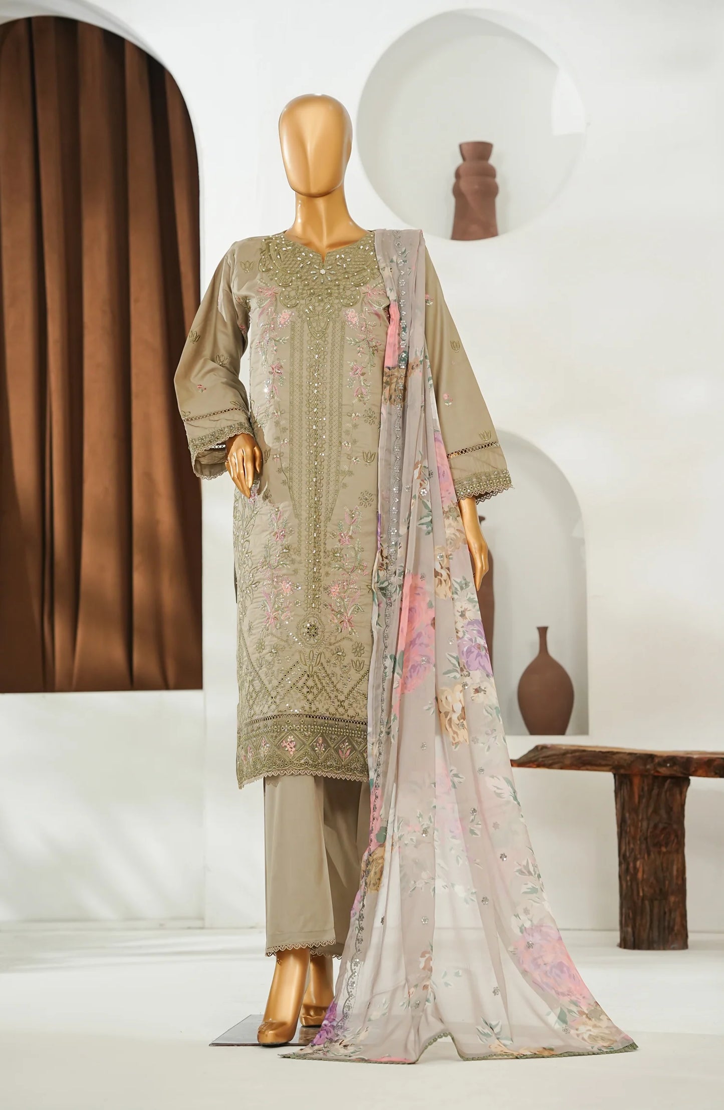 Amna Khadija Embroidered Lawn 3 Piece Suit-Festive Collection