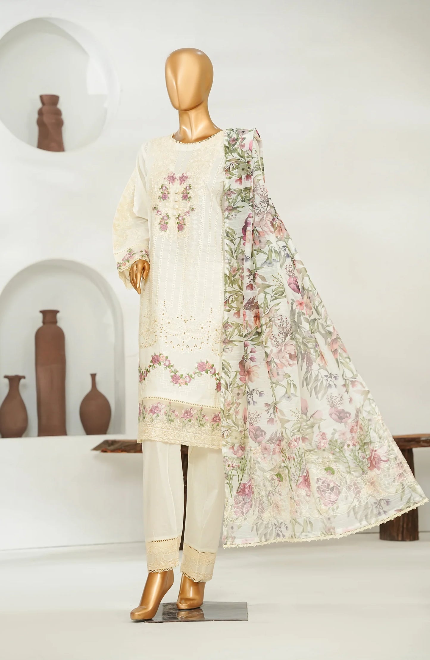 Amna Khadija Embroidered Lawn 3 Piece Suit-Festive Collection