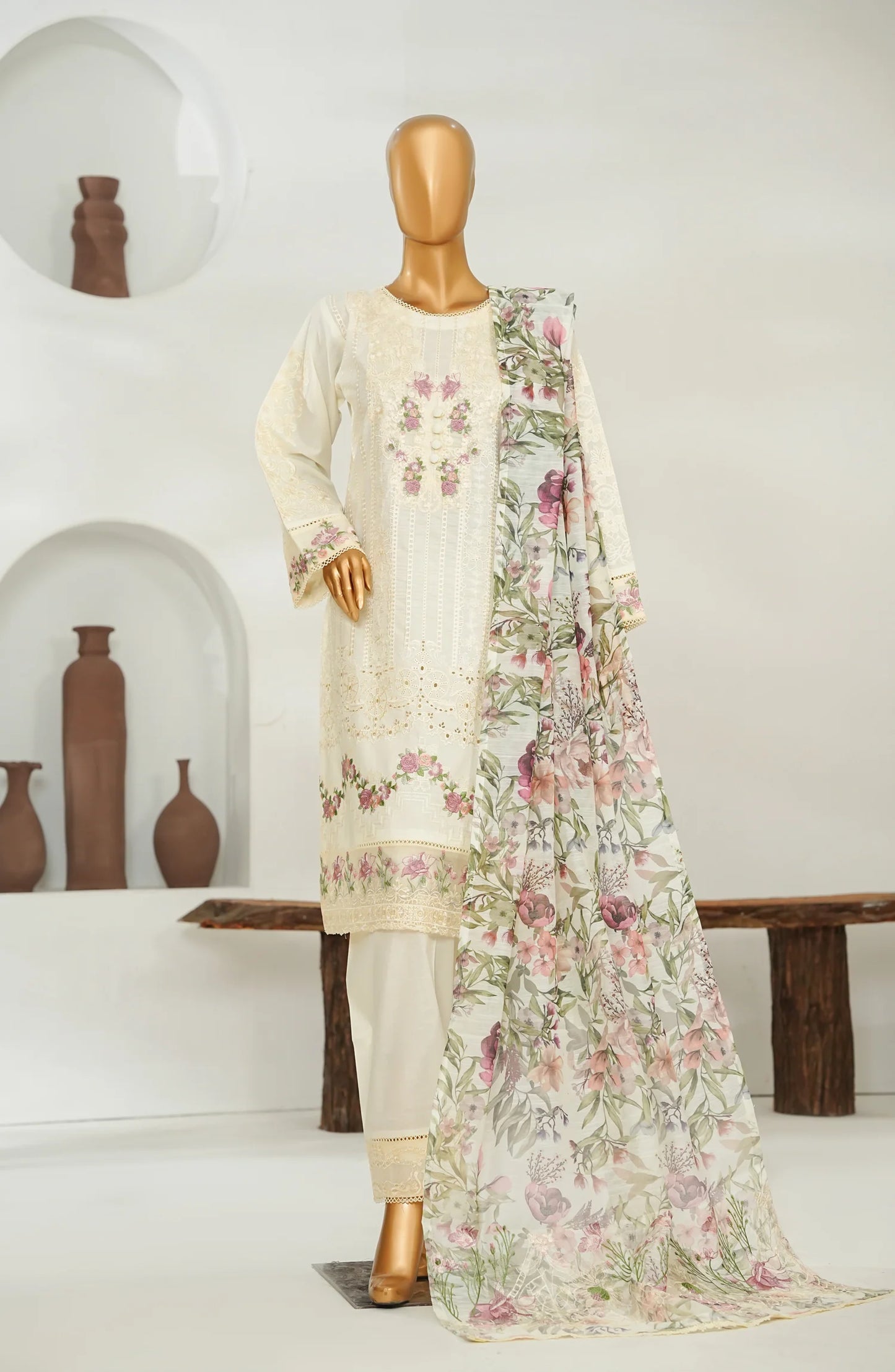 Amna Khadija Embroidered Lawn 3 Piece Suit-Festive Collection
