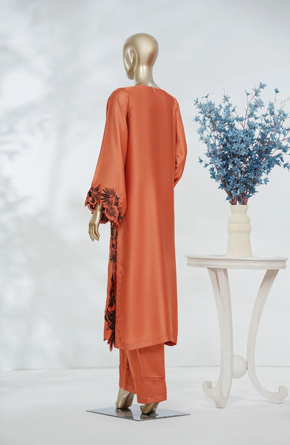 AMNA KHADIJA SILK PRET EMBROIDERED CO-ORDS-Rust