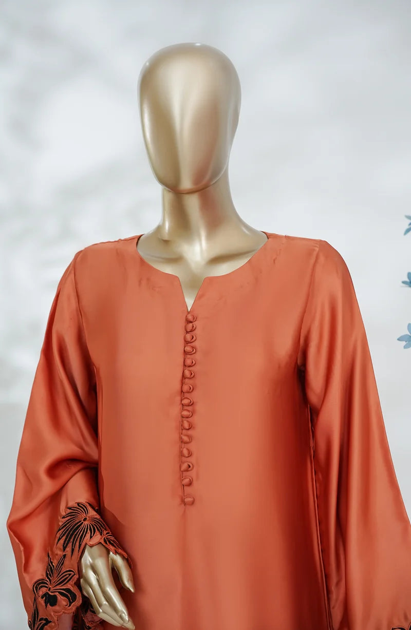 AMNA KHADIJA SILK PRET EMBROIDERED CO-ORDS-Rust