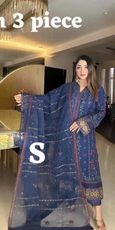 Bin Saeed Embroidered Chiffon 3 Piece
