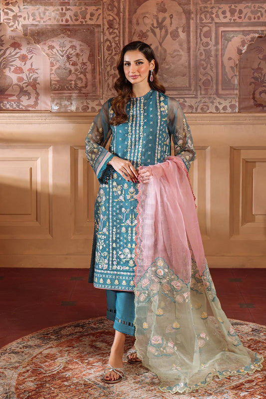 SAHAR Organza Festive Embroidered 3 Piece Suit