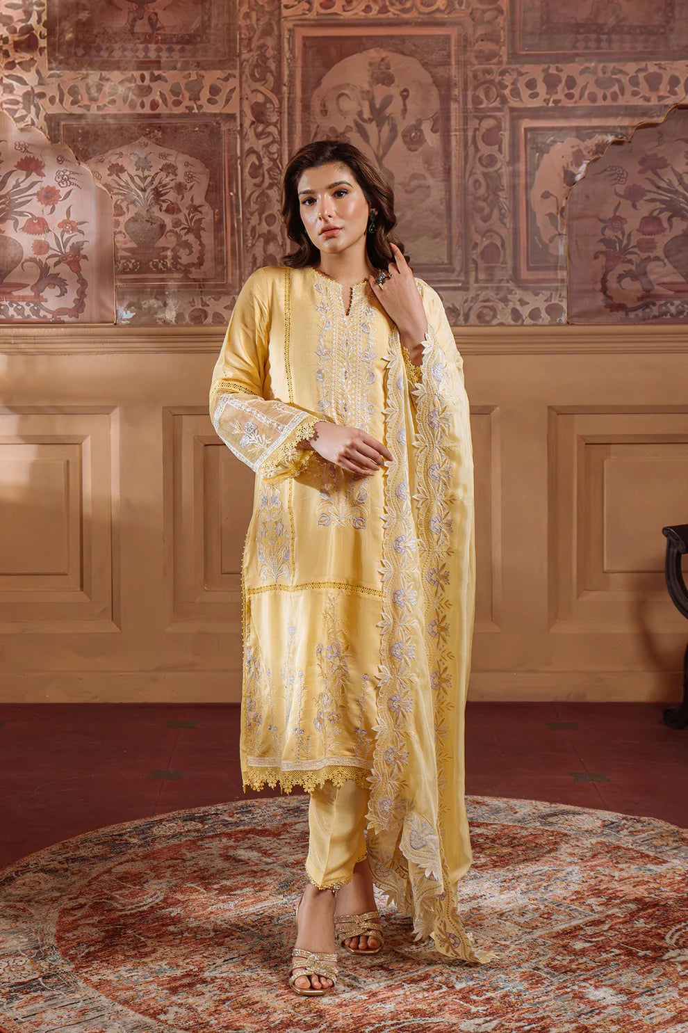 SAHAR Silk Festive Embroidered 3 Piece Suit