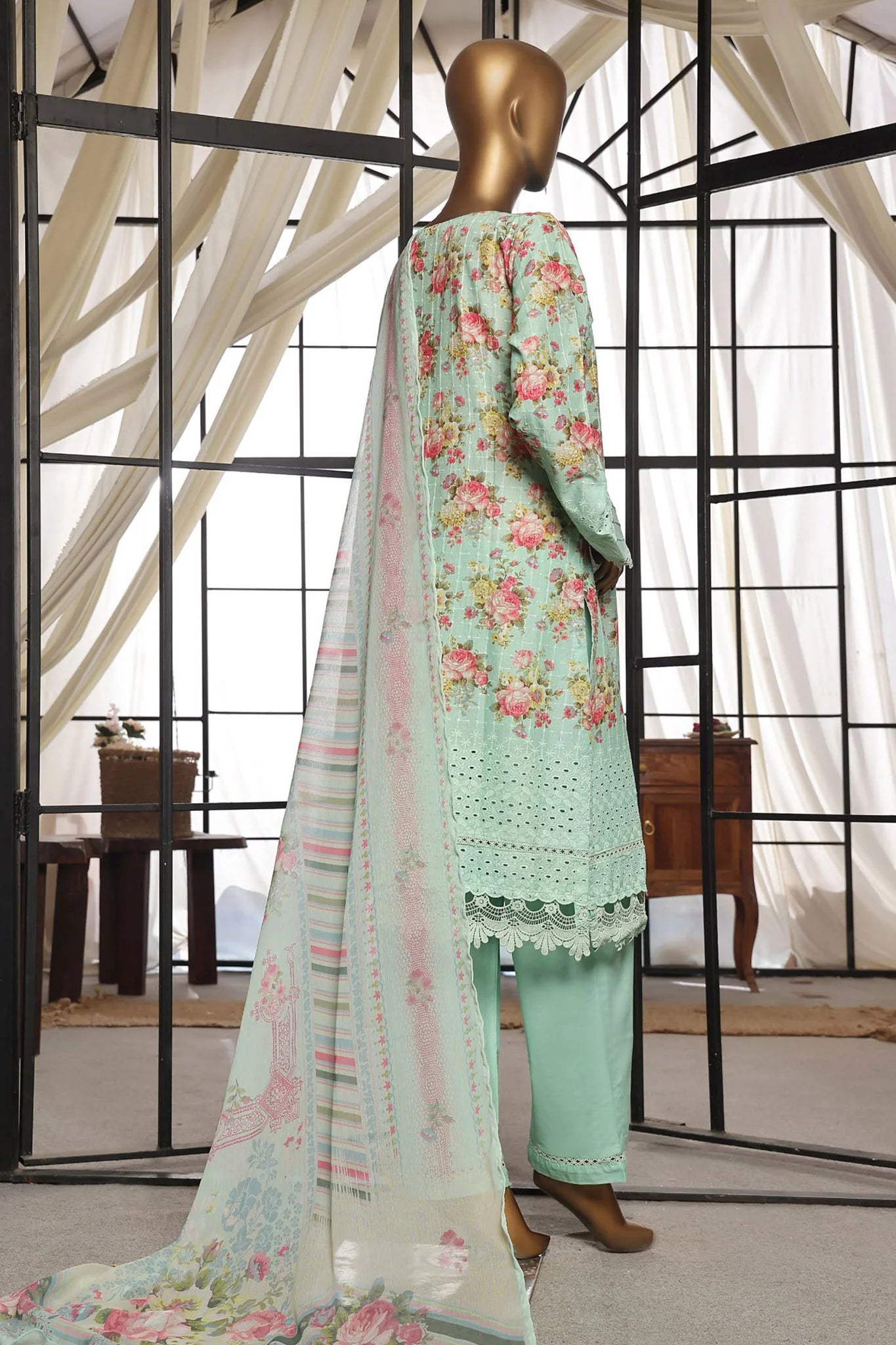 Sada Bahar Stitched 3 Piece Printkari Print Over Chikankari Lawn Suit