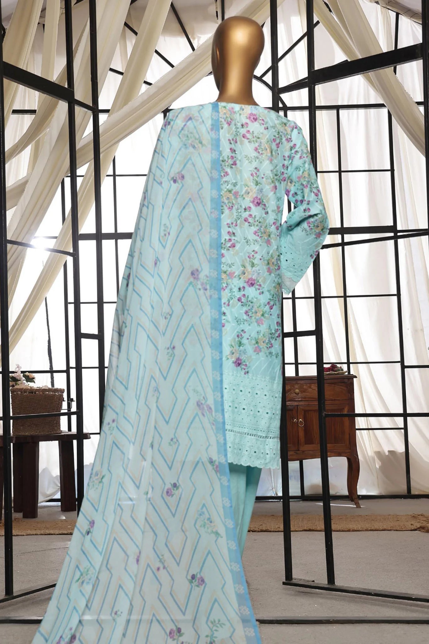 Sada Bahar Stitched 3 Piece Printkari Print Over Chikankari Lawn Suit