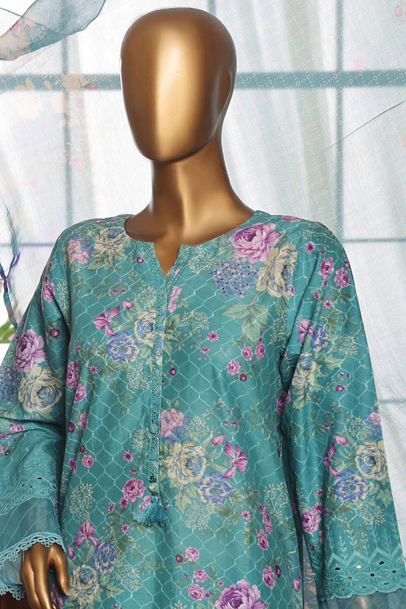 Sada Bahar Stitched 3 Piece Printkari Print Over Chikankari Lawn Suit