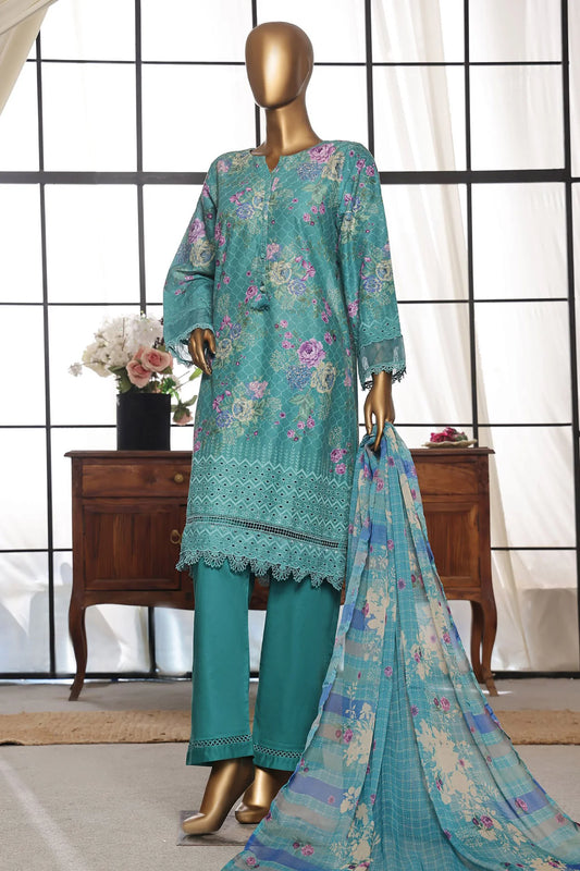 Sada Bahar Stitched 3 Piece Printkari Print Over Chikankari Lawn Suit