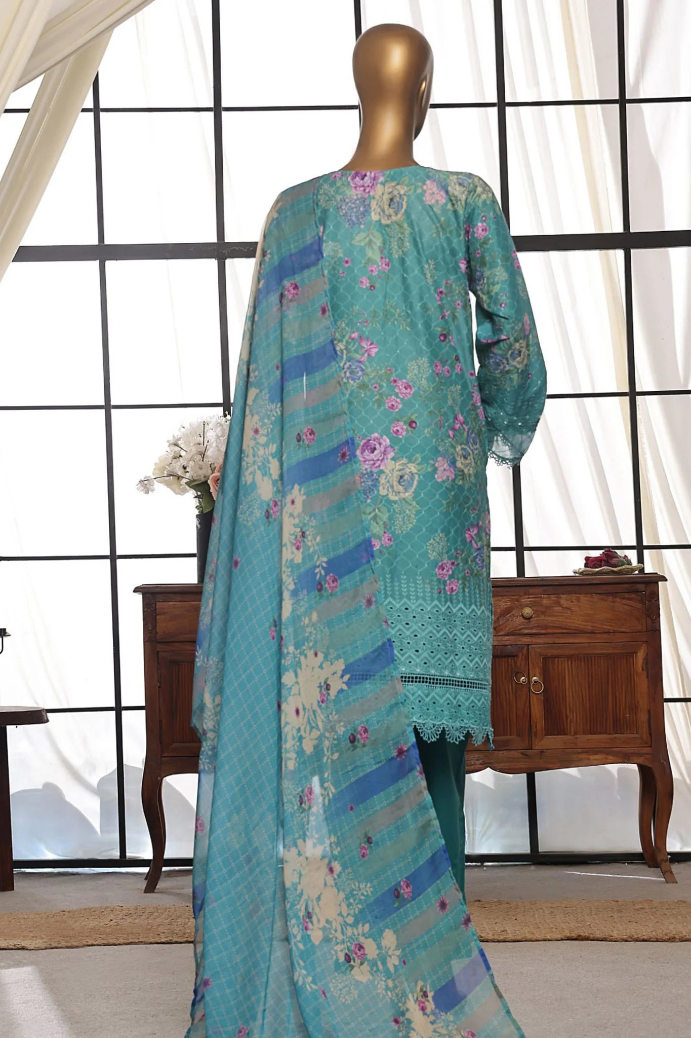 Sada Bahar Stitched 3 Piece Printkari Print Over Chikankari Lawn Suit