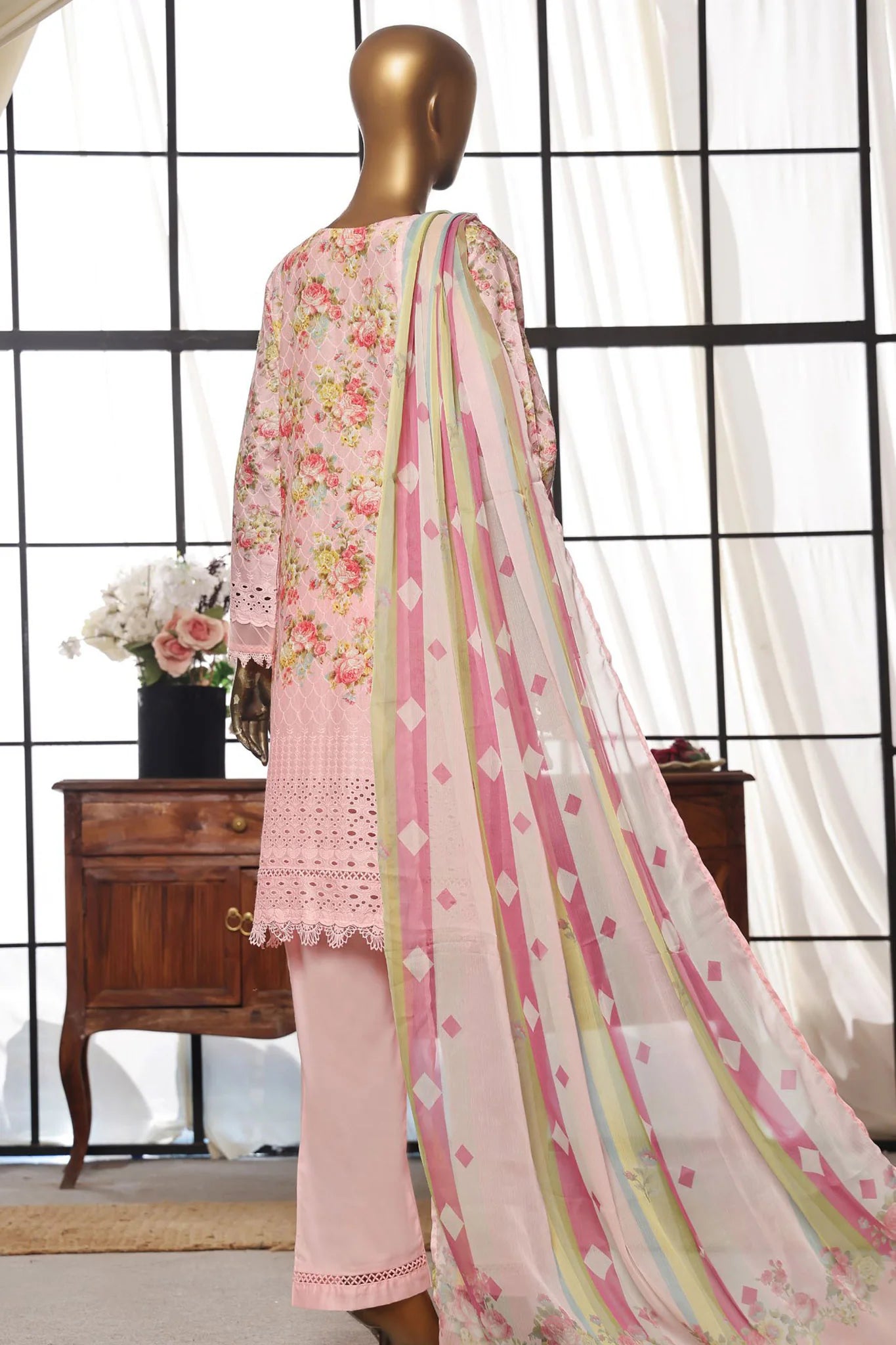 Sada Bahar Stitched 3 Piece Printkari Print Over Chikankari Lawn Suit