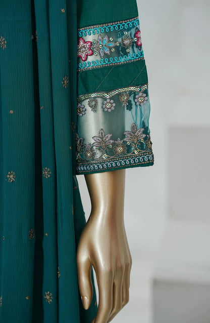 Amna Khadija Heavily Embroidered Cotton 3 Piece-Teal Blue