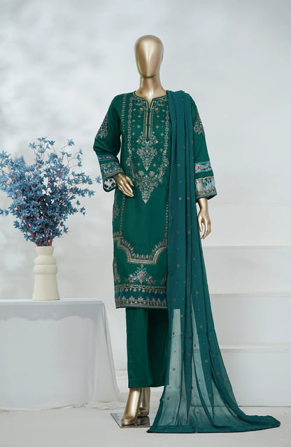 Amna Khadija Heavily Embroidered Cotton 3 Piece-Teal Blue