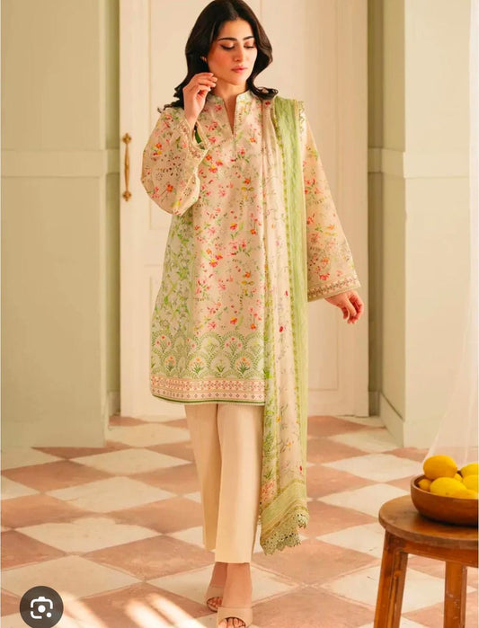 SAHAR Embroidered and Printed Lawn 3 Piece Suit