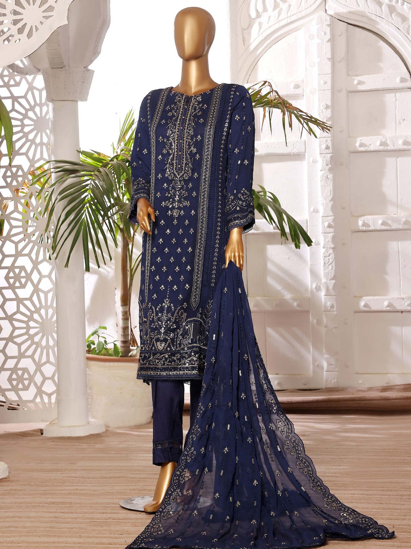 Sadabahar Embroidered Luxury Chiffon 3 Piece Suit