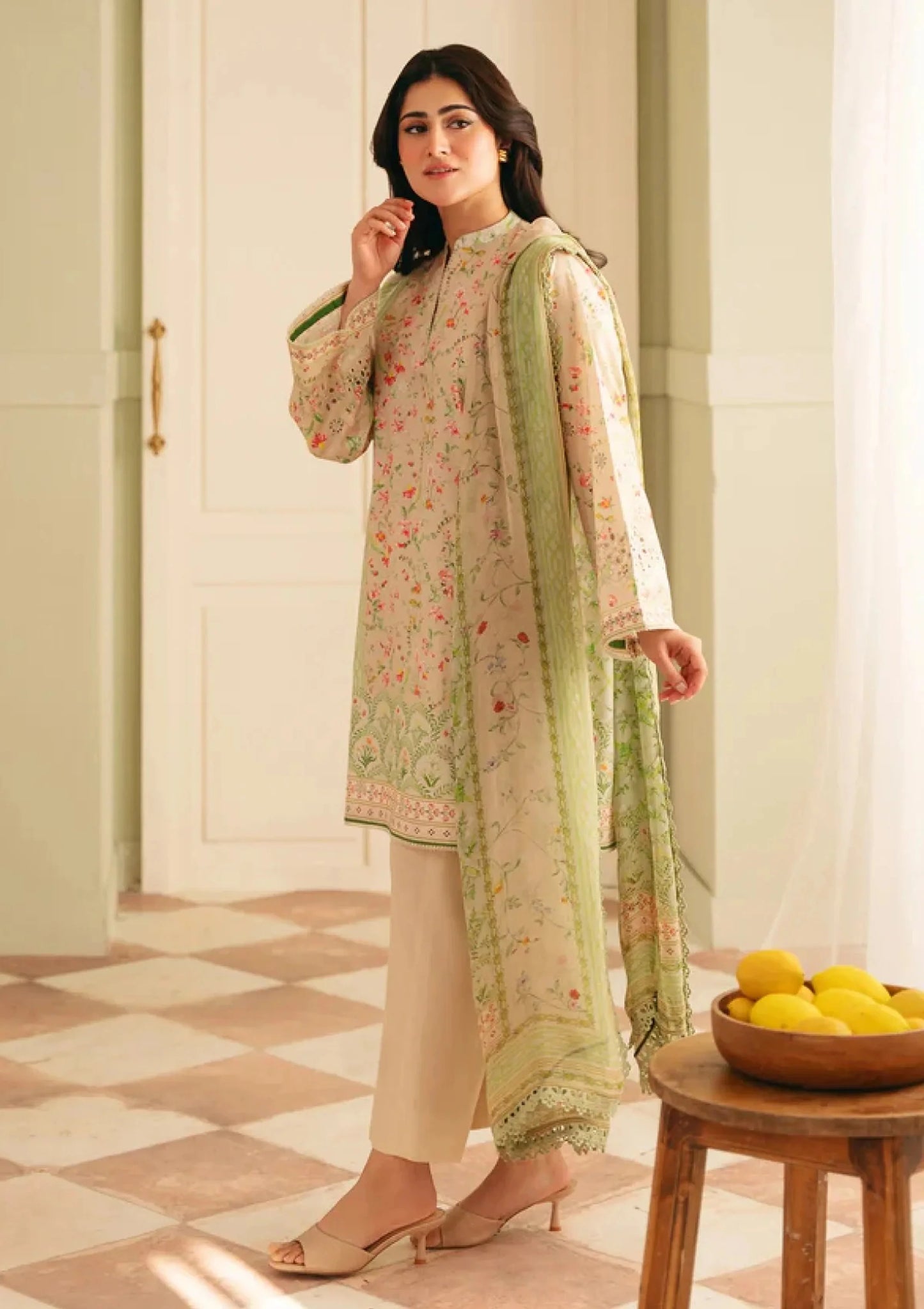 SAHAR Embroidered and Printed Lawn 3 Piece Suit