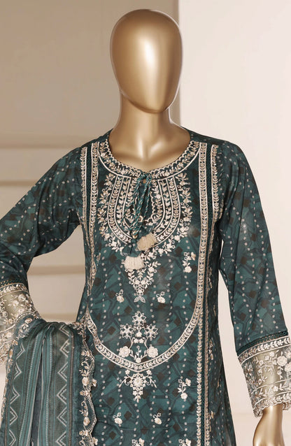 Sadabahar Signature Embroidered Lawn Cotton 3 Piece-Teal
