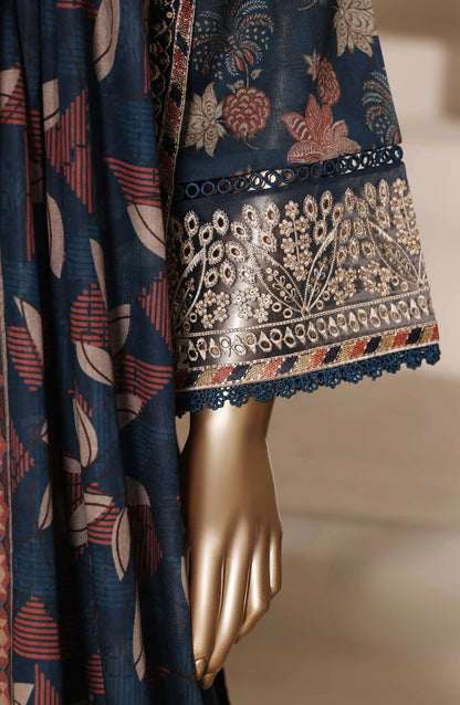 Sadabahar Signature Embroidered Lawn Cotton 3 Piece-Blue