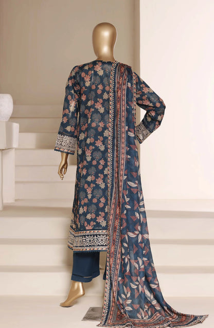Sadabahar Signature Embroidered Lawn Cotton 3 Piece-Blue