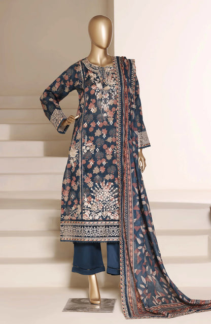 Sadabahar Signature Embroidered Lawn Cotton 3 Piece-Blue