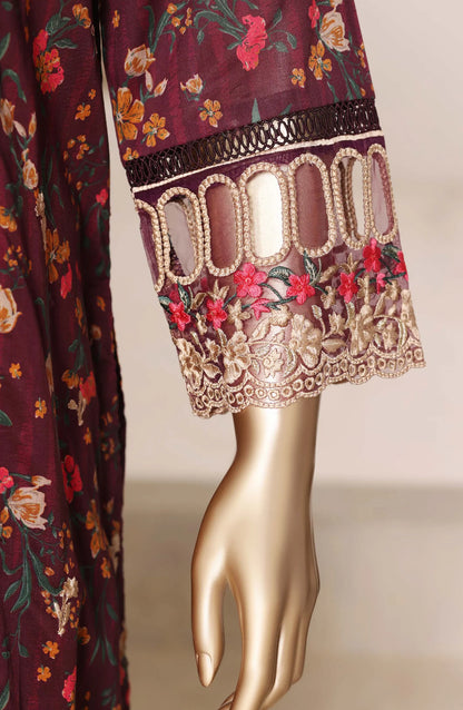 Sadabahar Signature Embroidered Lawn Cotton 3 Piece-Maroon